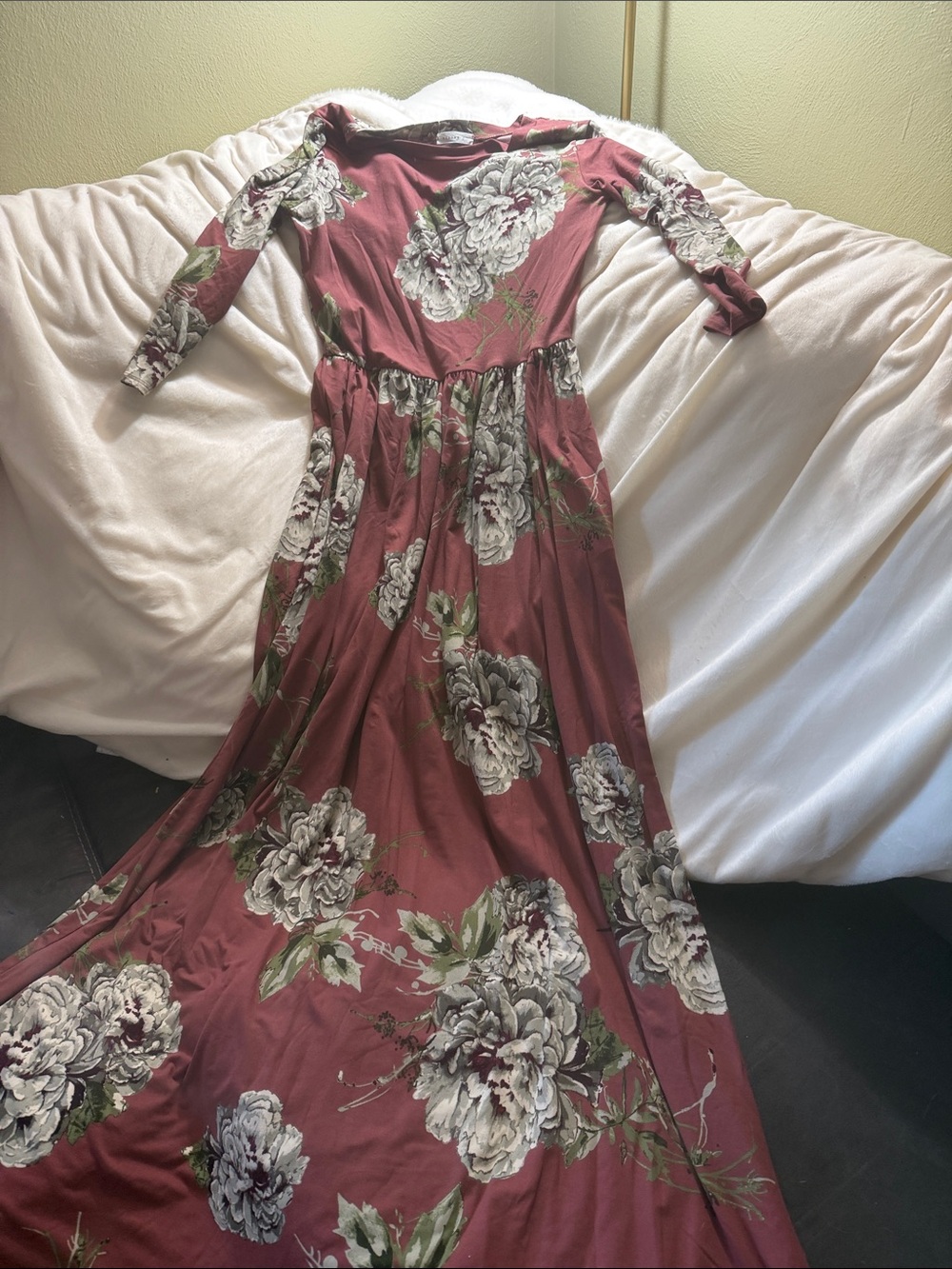 Reborn Mauve Floral Long Sleeve Maxi Dress